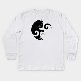 Ying Yang Cats Kids Long Sleeve T-Shirt